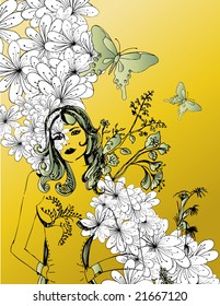 abstract background with women portrait