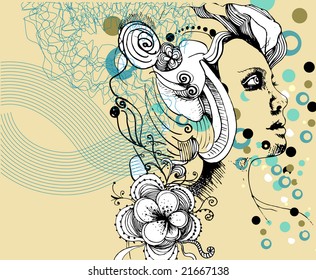abstract background with women portrait