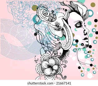 abstract background with women portrait