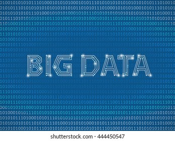 Abstract background with the words big data and vertical binary code. Vector illustration.