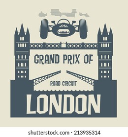 Abstract background with the words Grand Prix of London inside, vector illustration