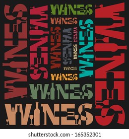 Abstract background with words Wines, vector illustration