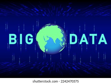 abstract background world global with text BIG DATA, concept hitech technology data information, vector illustration