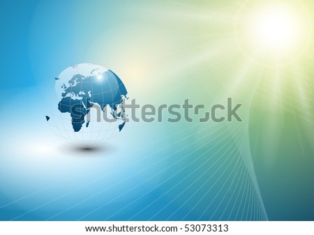 abstract  background with world globe and sun, EPS10 vector.