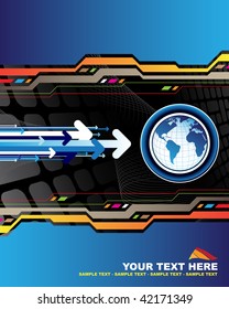 Abstract background with world map and arrows