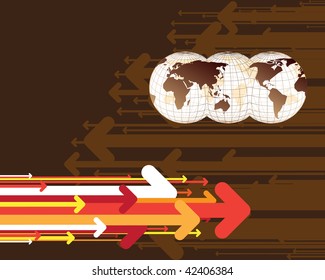 Abstract background world map and arrows
