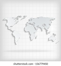 Abstract background with world map on white - vector illustration
