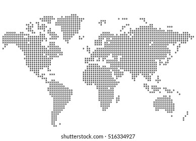 Abstract background. World map of round dots. Vector illustration.