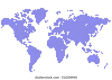 Abstract background. World map of round dots. Vector illustration.