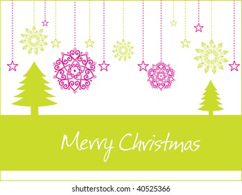 abstract background with xmas tree and hanging bloom, star