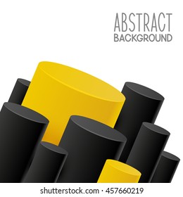 Abstract background with yellow and black cylinders