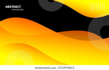 Fondo Abstractas de ondas amarillas y negras, composición dinámica moderna de líneas curvas con puntos y líneas paralelas. Conveniente para el cartel, tarjeta, Anuncio, telón de fondo, folleto, cubierta, Fondo de pantalla, volante.