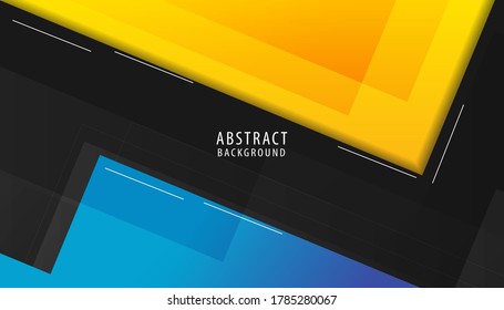 Fondo abstracto con color amarillo, azul y negro, ilustración vectorial simple y minimalista.