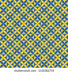 Abstrakter Hintergrund. Geometrisches gelbes und blaues Muster. Modernes Design. Gelbe und blaue florale Form auf quadratischem Hintergrund. 