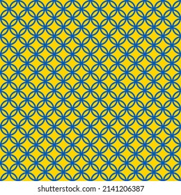 Abstract background. Yellow and blue geometrical pattern. Modern design. Blue flower shape on yellow background. 