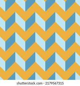 Abstract background with yellow and blue zigzag. Most of them are used to make fabric patterns,shirt,bag,tablecloth,bed cover,baby cloth,gift wrap,dress,floor tiles,blanket,phone case,diy work,paper.