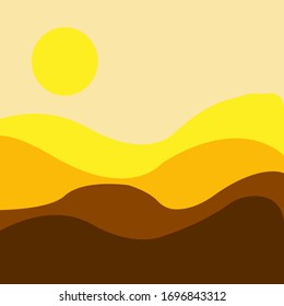 Abstract background with yellow and brown hills