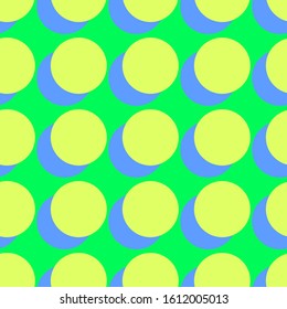 Abstract background yellow circles on green, seamless pattern, vector