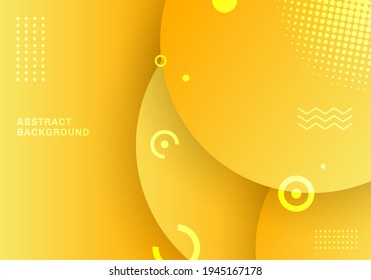 Abstract background yellow color circles geometric element design with dot halftone pattern decoration. Vector illustration