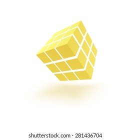 Abstract background with a yellow cube. Vector illustration