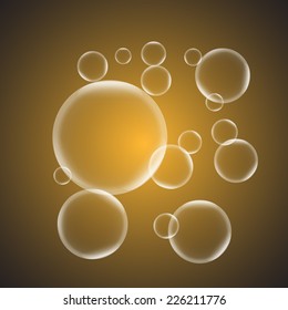 Abstract background with yellow glossy bubble, stock vector