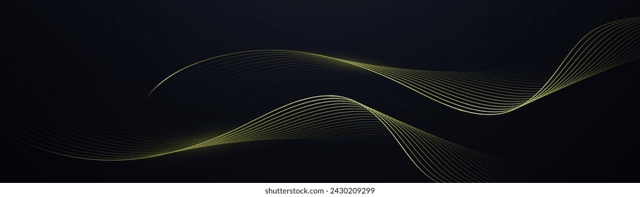 Abstract background with yellow glowing wavy lines pattern. Modern minimal trendy shiny lines pattern. Vector illustration