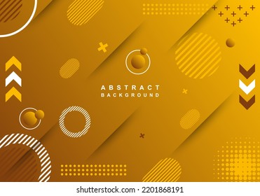 Abstract background with yellow gradient paper cut model with ornaments