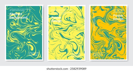 Abstract background with yellow green orange colorful waves. Trendy vector illustration in style color. Creative illustration for poster, web, landing, page, cover, ad, greeting, card, promotion.