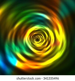 Abstract background. Yellow, green, orange,  blue circles on dark background