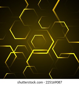 Abstract background with yellow hexagon, stock vector