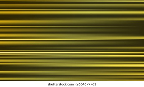 Abstract background with yellow horizontal rays. Laser beam and light flare effects on dark backdrop. Fast motion glow with neon style lines. Vector illustration