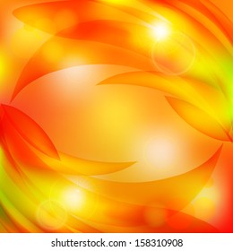 Abstract background with yellow leaves and sun glare