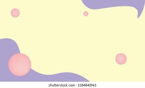 abstract background of yellow light backgrop with purple shape in the corner and 3d pink round around