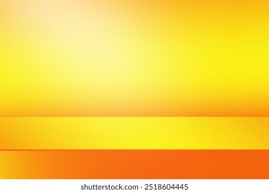 Fundo abstrato pódio amarelo e laranja com sombra de brilho de luz, parede e piso laranja estúdio abstrato, ilustração vetorial para sua publicidade do produto, apresentação, banner para venda