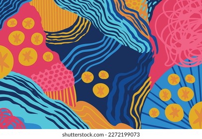 fondo abstracto de color amarillo, rosa y azul. Aplicable a la cubierta de diseño, presentación, invitación, volante, informe anual, cartel y tarjeta de visita, embalaje de diseño - Vector