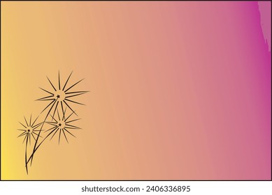 abstract background yellow to purple with firework in black lineart