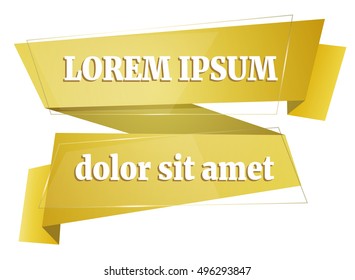 Abstract background with yellow ribbon. Vector banner, label, frame for your text