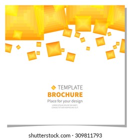 Abstract background with yellow square elements.Template for design brochures