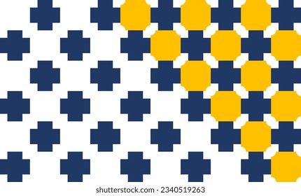 abstract background with yellow squares and blue cross, half triangle pattern, seamless repeat prints pattern design for fabric printing or wall or background or backdrop 