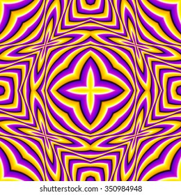 Abstract background with yellow stars (motion illusion). Seamless pattern.