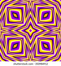 Abstract background with yellow stars (optical expansion illusion). Seamless pattern.