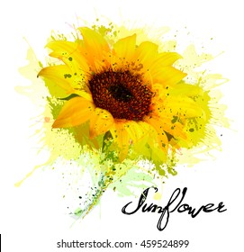 Abstract background with yellow sunflower. Vector