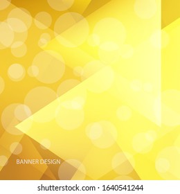 
Abstract background of yellow triangles with transparent circles, vector poster design