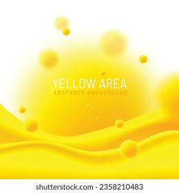 Abstract background, yellow waves and floating bubbles, vector illustration and design.