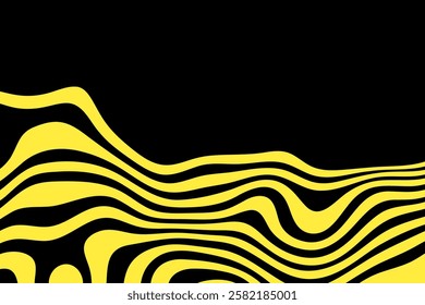 Abstract background with yellow waves on a black background.