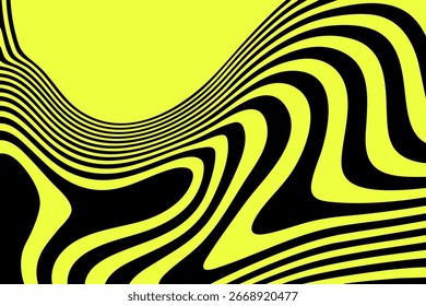 Abstract background with yellow waves on a black background. Eps 10