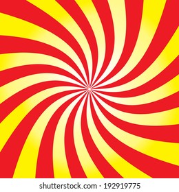 Abstract background yellowbeam spin on red background ,vector eps10