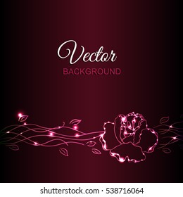 Abstract background for your design. Pink floral elements on dark background. Vector illustration