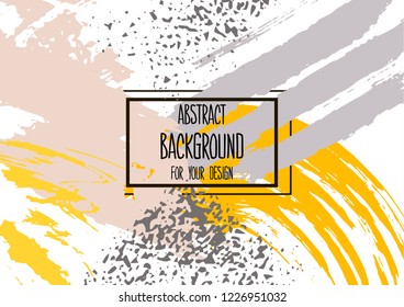Abstract background for your design. Universal background. Cover, flyer, banner, web, print. Colorful elements. Acrylic paints, brushes, blots, geometric shapes