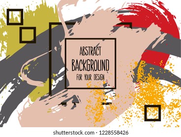 Abstract background for your design. Universal background. Cover, flyer, banner, web, print. Colorful elements. Acrylic paints, brush